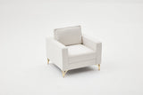 Fauteuils - Moderne fauteuil crème bouclé stof met gouden stoelpoten Berlin - Dimehouse
