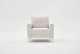 Fauteuils - Moderne fauteuil crème bouclé stof met gouden stoelpoten Berlin - Dimehouse