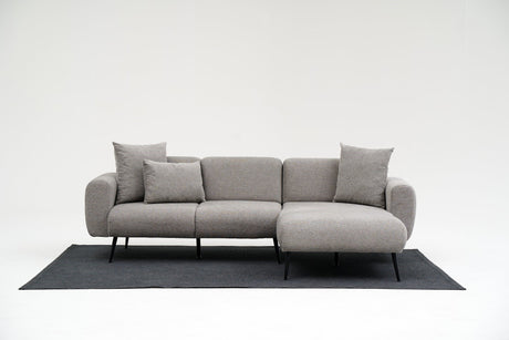 Banken - Hoekbank grijze stof - Hoge slanke poten - massief binnenwerk - 252 x 155 cm - Side - Dimehouse