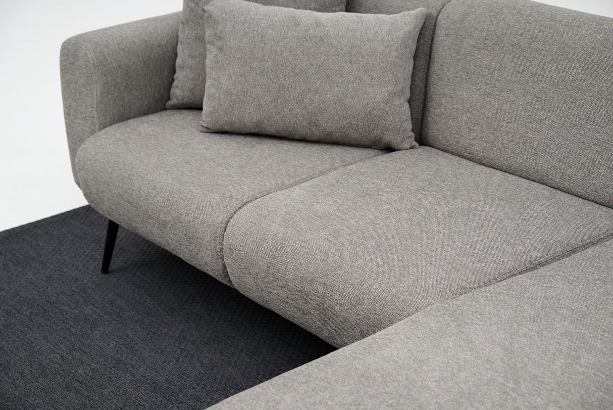 Banken - Hoekbank grijze stof - Hoge slanke poten - massief binnenwerk - 252 x 155 cm - Side - Dimehouse