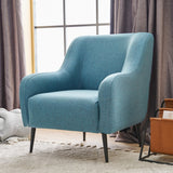 Fauteuils - Moderne fauteuil Turquoise linnen stof met hoge poot Revos - Dimehouse