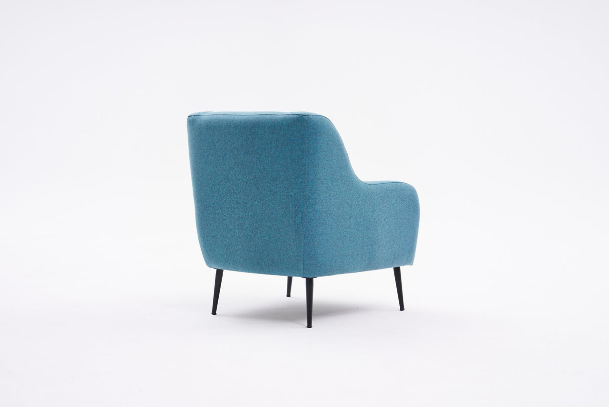 Fauteuils - Moderne fauteuil Turquoise linnen stof met hoge poot Revos - Dimehouse