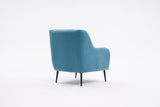 Fauteuils - Moderne fauteuil Turquoise linnen stof met hoge poot Revos - Dimehouse