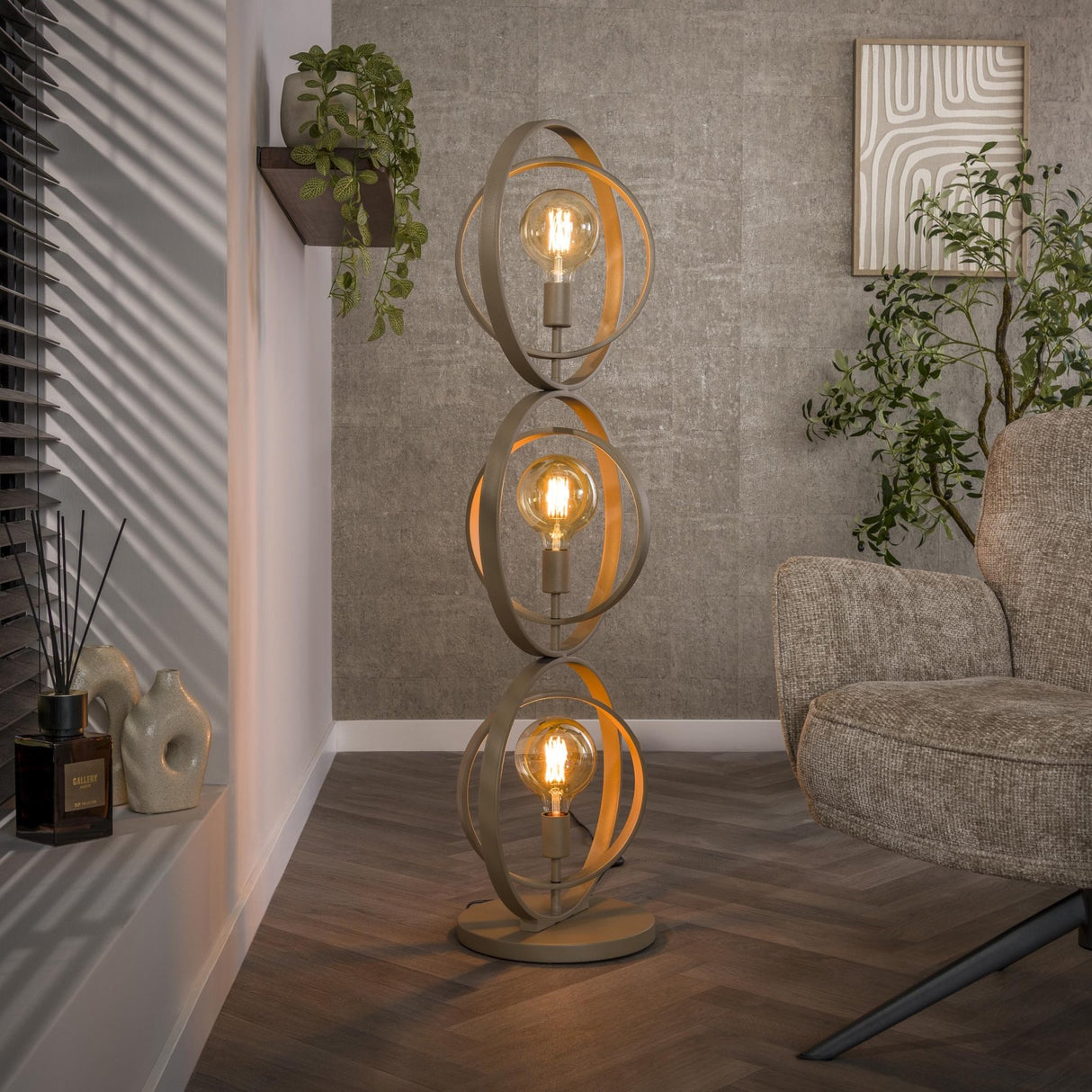 Vloerlampen - Moderne Vloerlamp Beige Otan 3 - lichts - Dimehouse