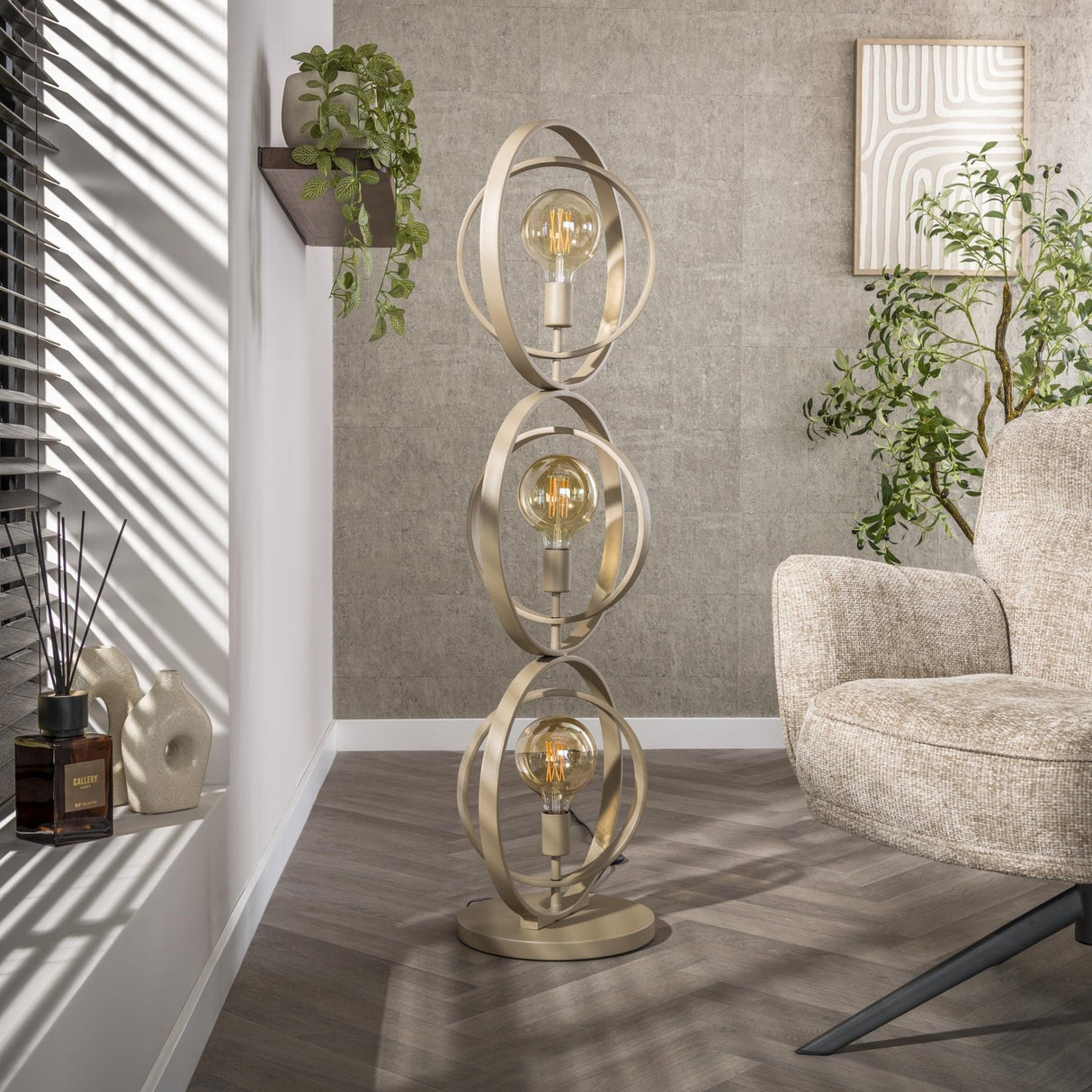 Vloerlampen - Moderne Vloerlamp Beige Otan 3 - lichts - Dimehouse