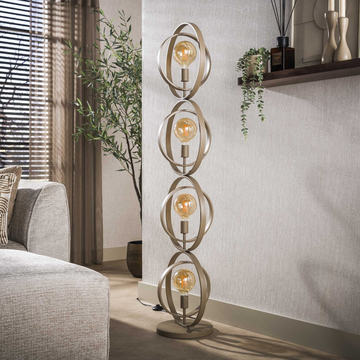 Vloerlampen - Moderne Vloerlamp Beige Otan 4 - lichts - Dimehouse