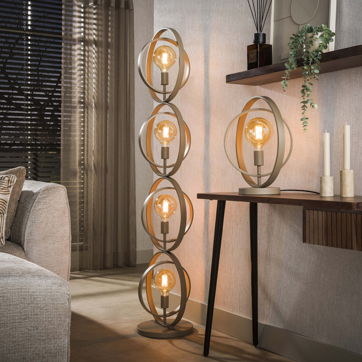 Vloerlampen - Moderne Vloerlamp Beige Otan 4 - lichts - Dimehouse