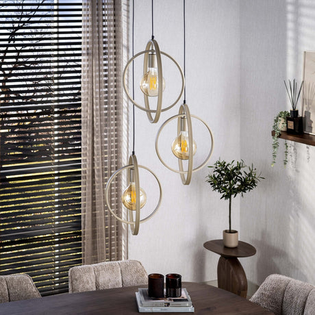 Hanglampen - Moderne Hanglamp Beige Otan getrapt 3 - lichts - Dimehouse