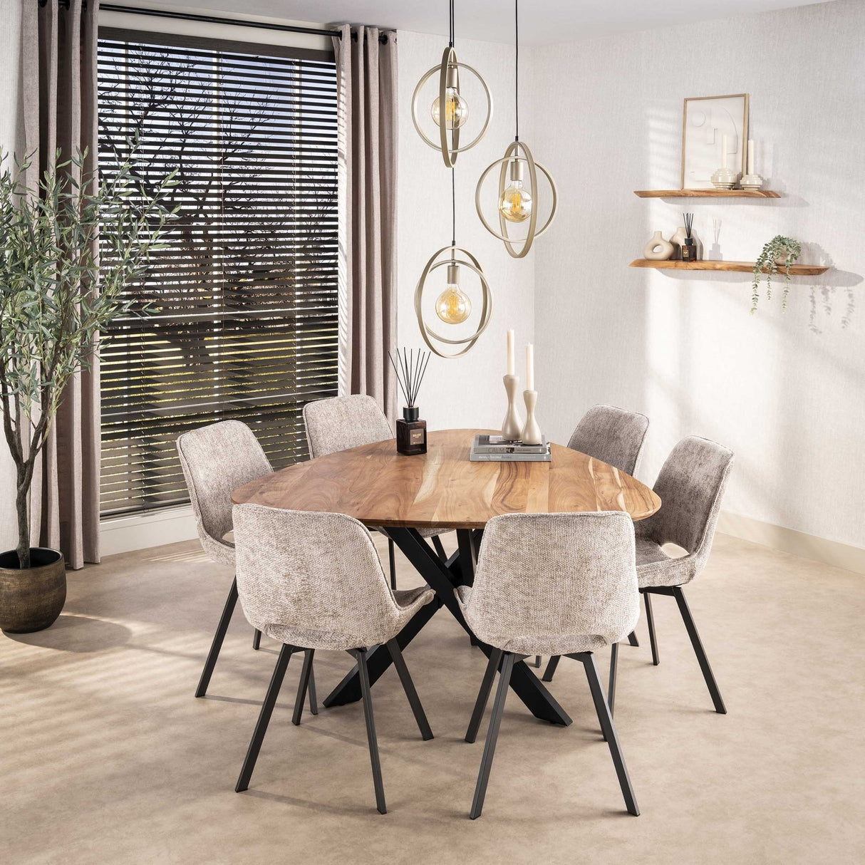 Hanglampen - Moderne Hanglamp Beige Otan getrapt 3 - lichts - Dimehouse