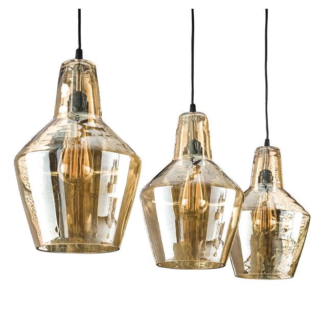 Hanglampen - Industriële hanglamp Dace 3 - lichts amber - Dimehouse