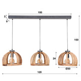 Hängelampe Madri DH Interior Mango LxBxH 102x38x35 Mangoholz Weiße Fotogrößenangabe