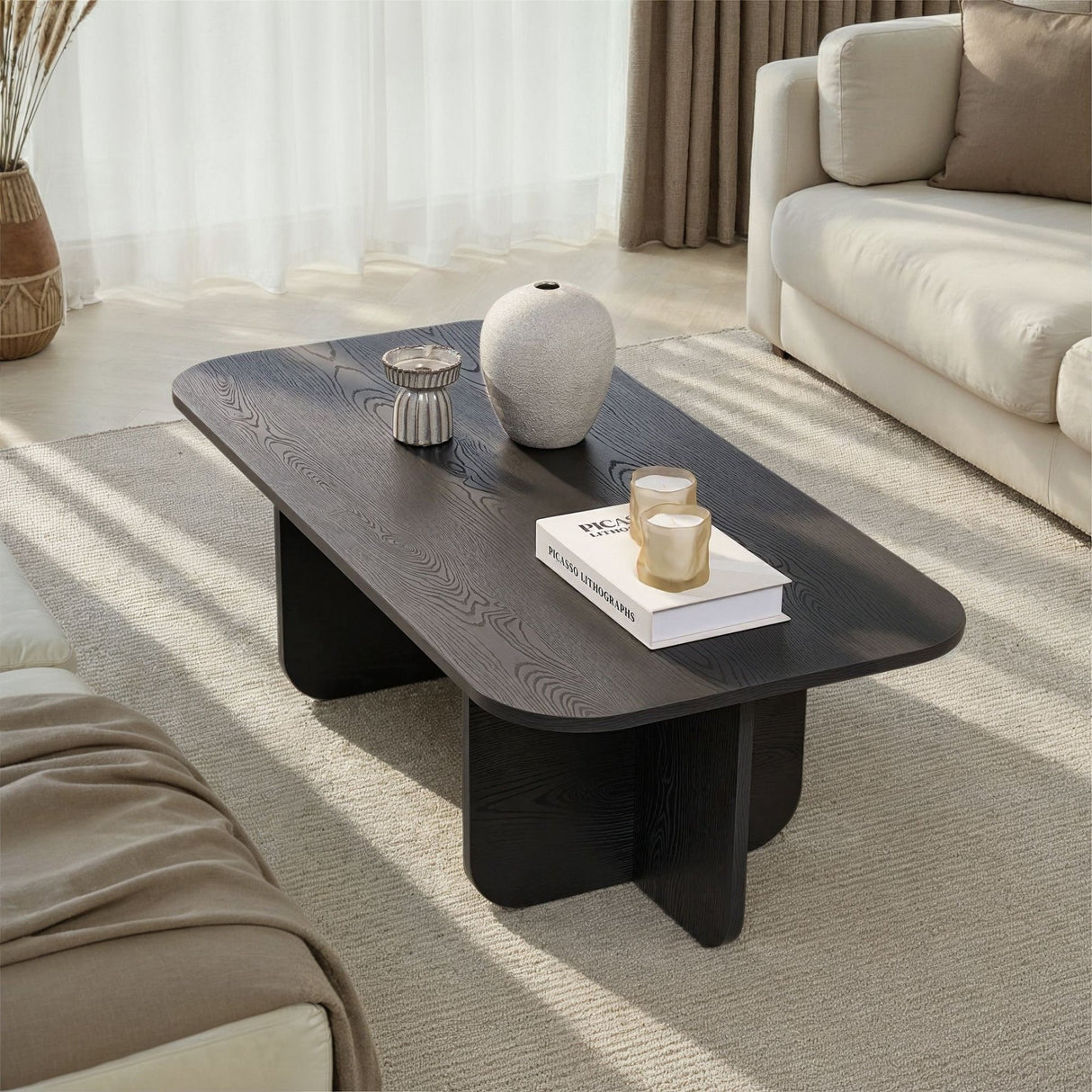 Akira Couchtisch Holz schwarz 120 cm Melaminbeschichtetes Holzkomposit