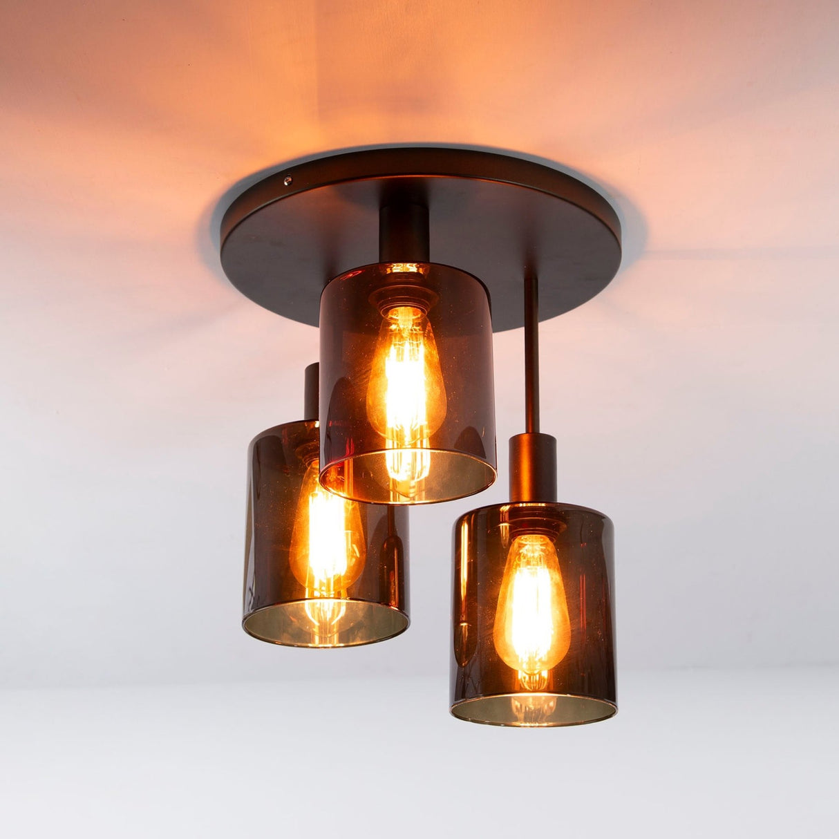Plafondlampen - Industriële plafondlamp Aureo 3 - lichts Bruin - Dimehouse