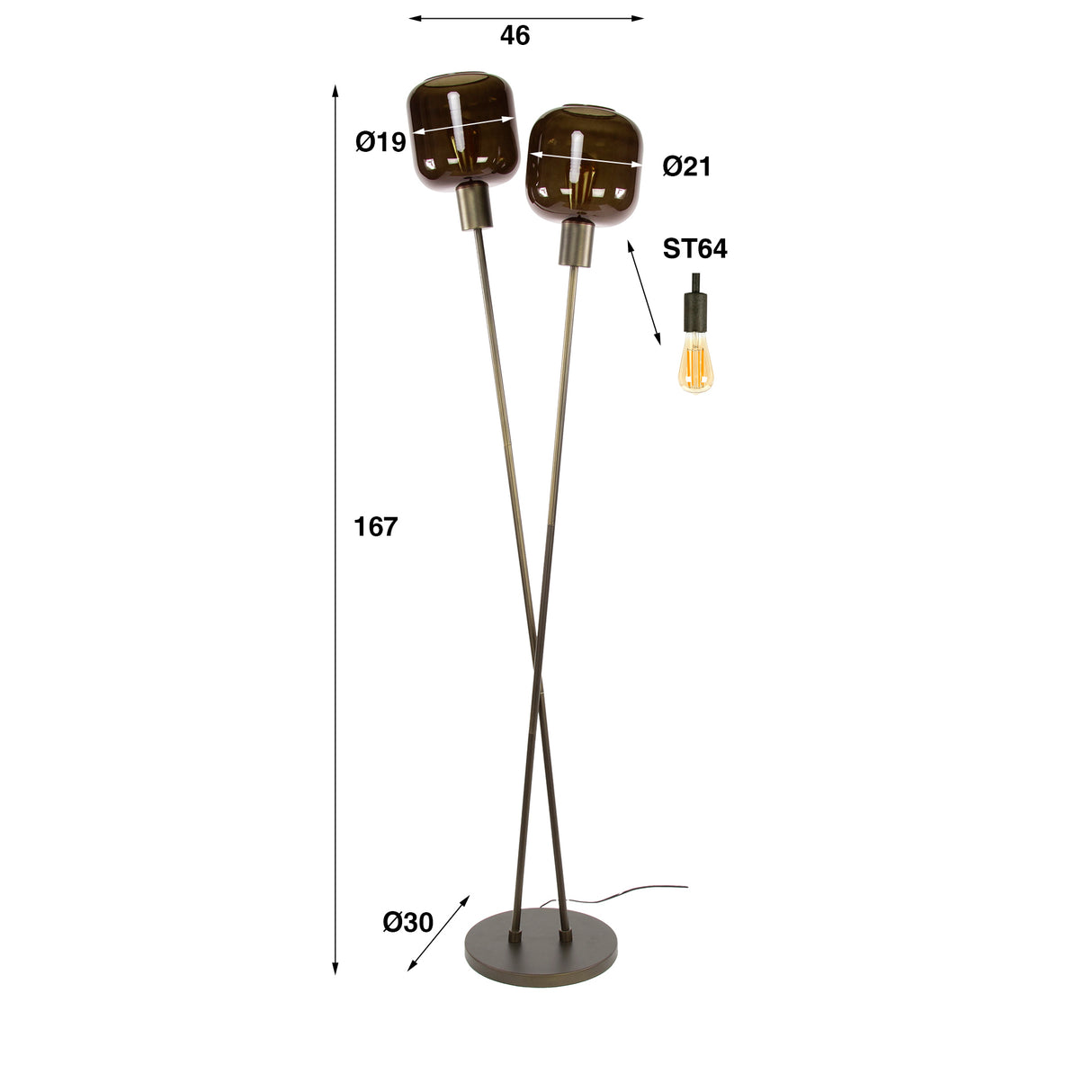 Vloerlampen - Vloerlamp Terra Duo 2 - lichts Brons - Dimehouse