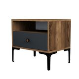 Nachtkastjes - Nachtkastje Lizbon Walnoot Antraciet Melamine 56x50,8x40 cm - Dimehouse