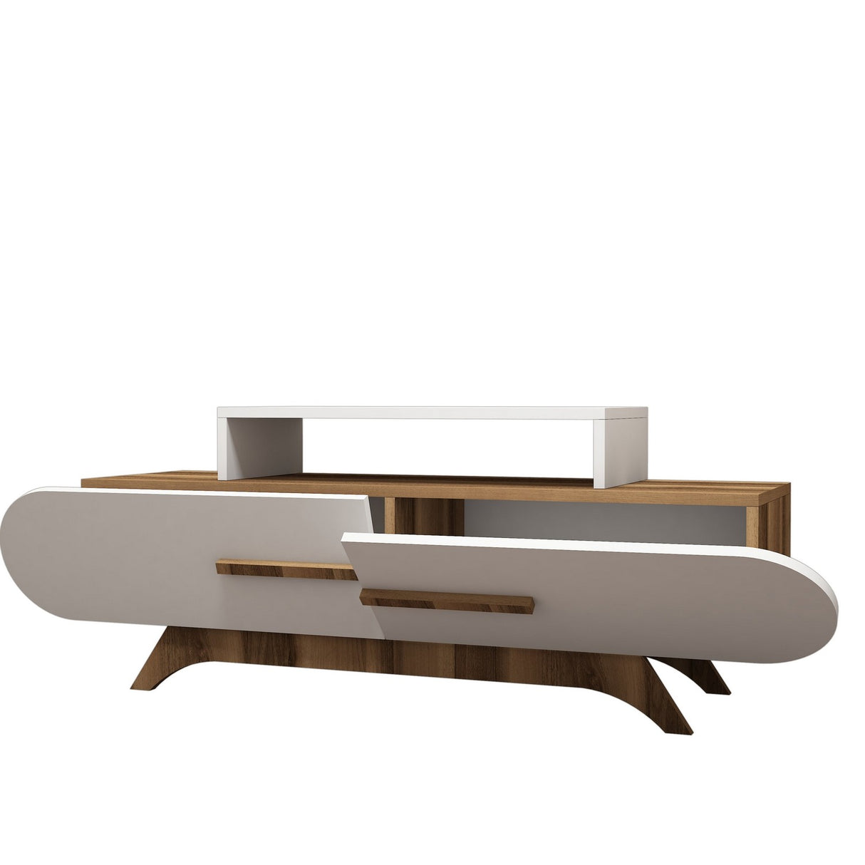 TV Meubels - TV Meubel Rose Walnoot Wit Melamine 145x49,8x36,8 cm - Dimehouse