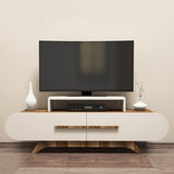 TV Meubels - TV Meubel Rose Walnoot Crème Melamine 145x49,8x36,8 cm - Dimehouse