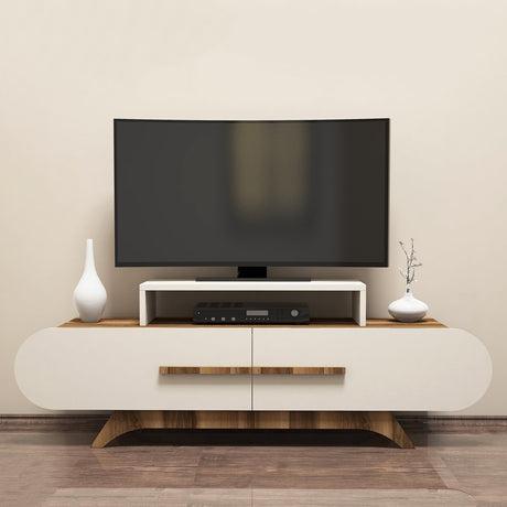 TV Meubels - TV Meubel Rose Walnoot Crème Melamine 145x49,8x36,8 cm - Dimehouse