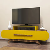 TV Meubels - TV Meubel Rose Walnoot Geel Melamine 145x49,8x36,8 cm - Dimehouse
