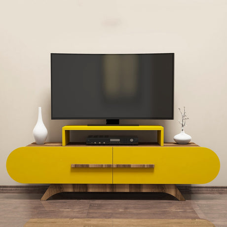 TV Meubels - TV Meubel Rose Walnoot Geel Melamine 145x49,8x36,8 cm - Dimehouse