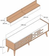 TV Meubels - TV Meubel Set Valensiya Walnoot Antraciet Melamine 140x35x45 cm - Dimehouse