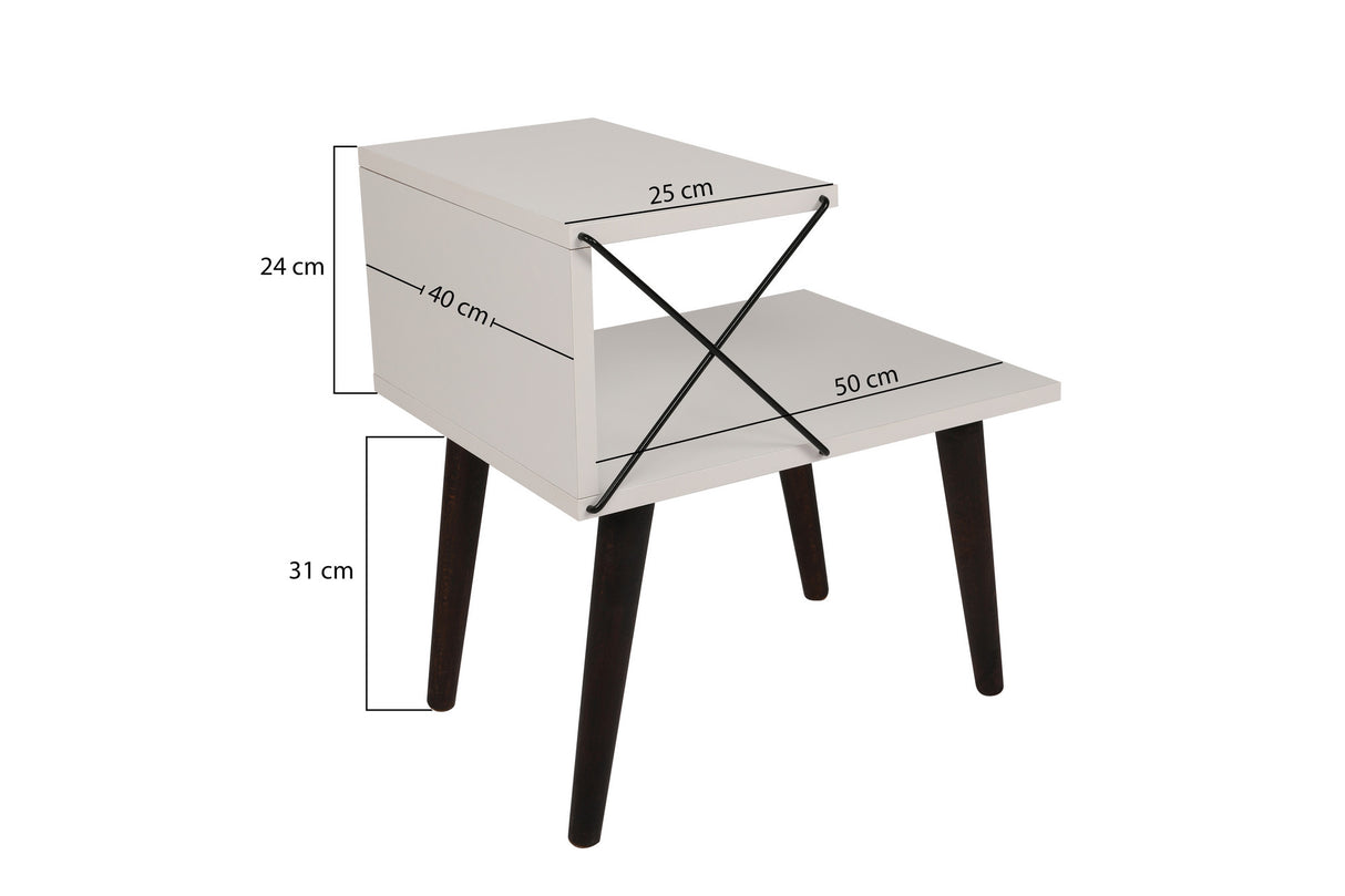 Nachtkastjes - Nachtkastje Cross Wit Melamine 50x55x40 cm - Dimehouse
