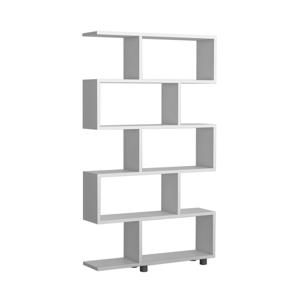 Boekenkasten - S - vormige boekenkast wit melamine Elif 90x156x20 cm - Dimehouse