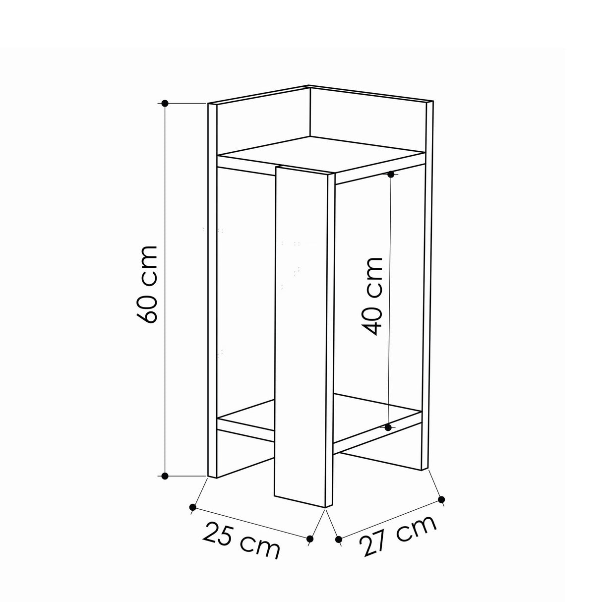 Nachtkastjes - Nachtkastje Rechts Elos Wit Melamine 25x60x27 cm - Dimehouse