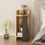 Nachtkastjes - Nachtkastje Links Elos Eik Antraciet Melamine 25x60x27 cm - Dimehouse