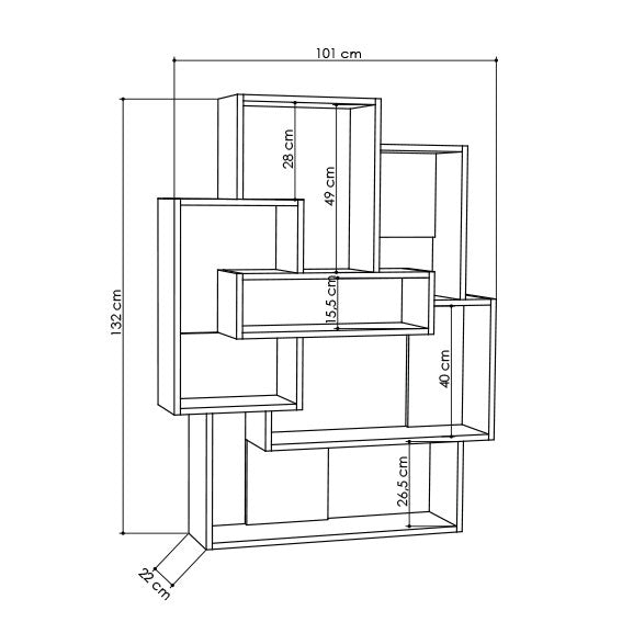 Boekenkasten - Boekenkast Barce Wit Eik Melamine 101x132x22 cm - Dimehouse