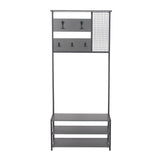 Kapstokken - Garderobemeubel Kapstok Antraciet Melamine Novad - Met Leggers - Dimehouse