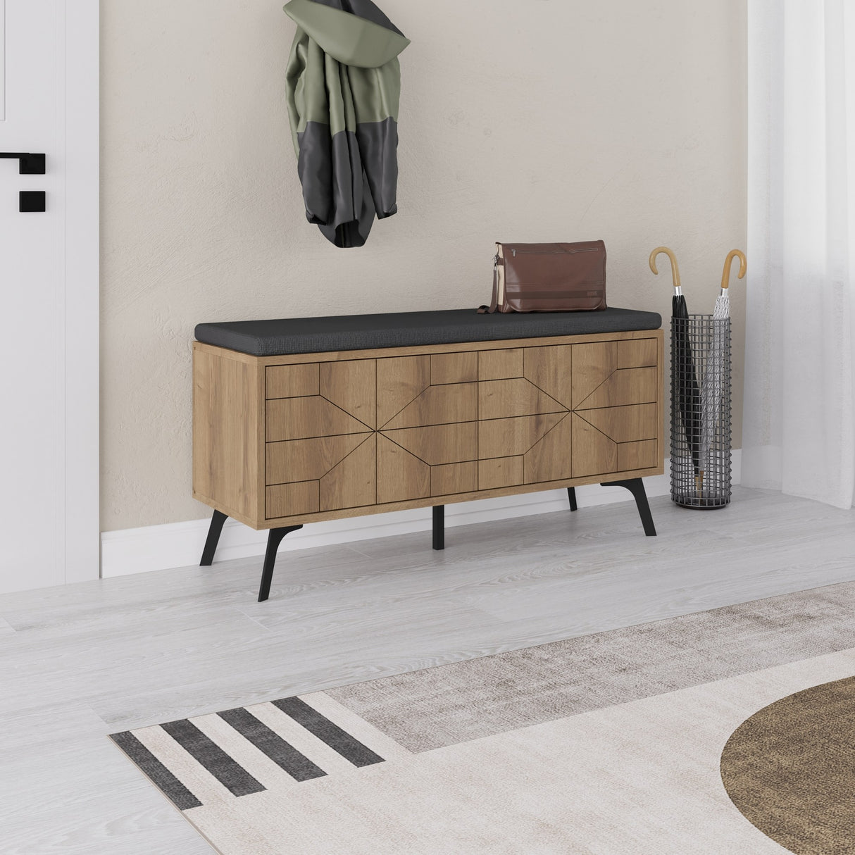Schoenenkasten - Schoenenkast Dune Bench Naturel Melamine 107x55x35 cm - Dimehouse
