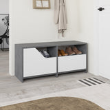 Schoenenkasten - Schoenenkast Nexus Grijs Wit Melamine 105x47x37 cm - Dimehouse