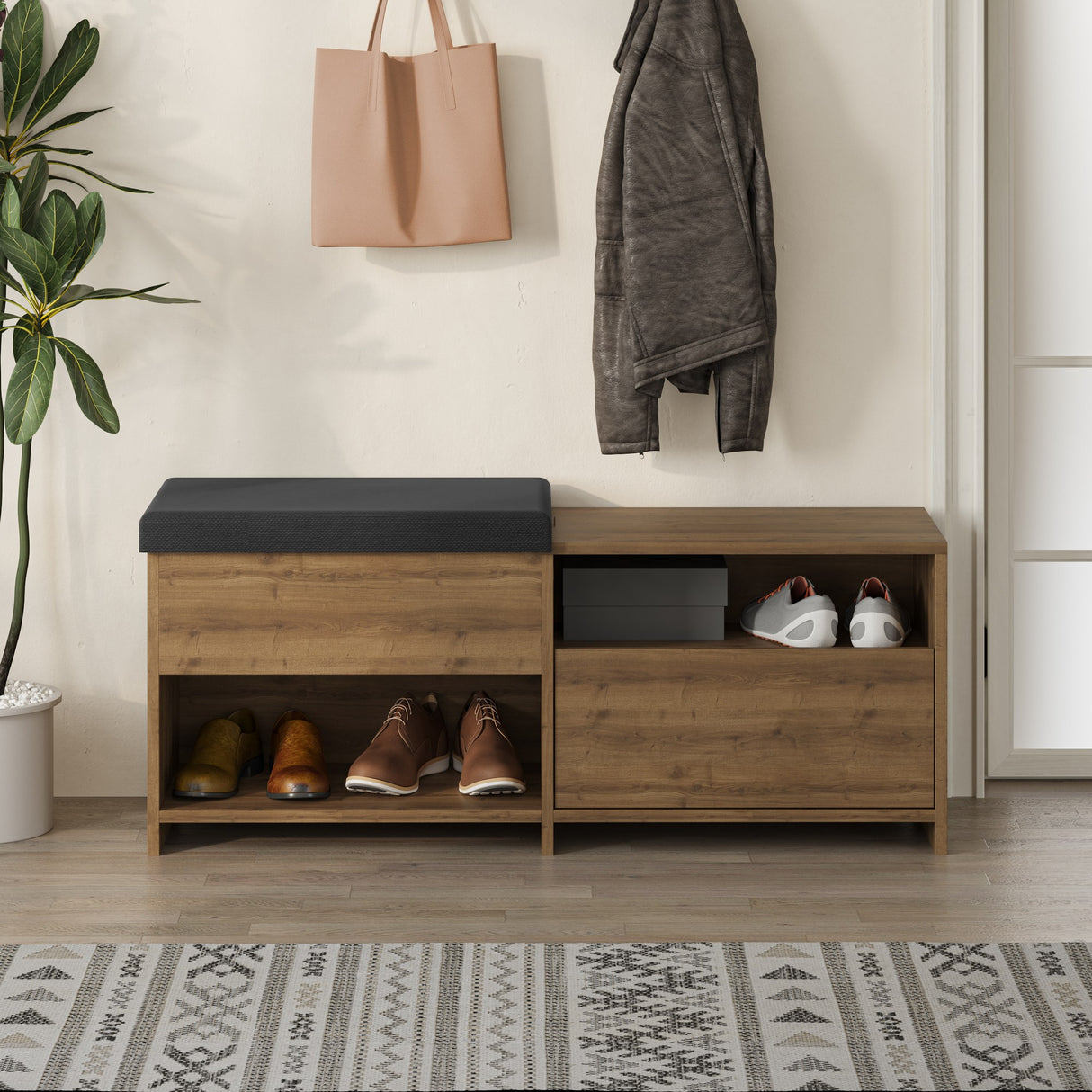 Schoenenkasten - Schoenenkast Filux Naturel Melamine 120,3x51x40,5 cm - Dimehouse