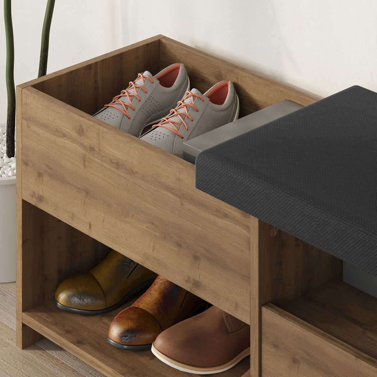 Schoenenkasten - Schoenenkast Filux Naturel Melamine 120,3x51x40,5 cm - Dimehouse
