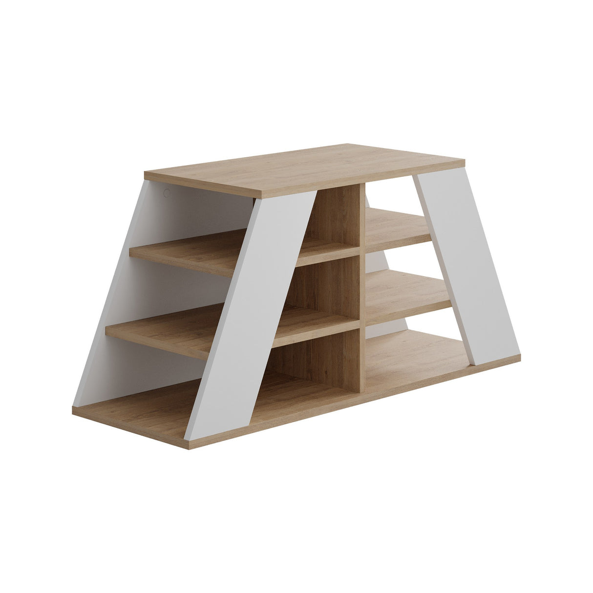 Schoenenkasten - Schoenenkast Pyramid Eik Wit Melamine 105,5x50x37,5 cm - Dimehouse
