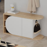 Schoenenkasten - Schoenenkast Nova Shoe Bench Eik Wit Melamine 104x50x37 cm - Dimehouse