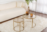 Salontafels - Moderne Ronde Salontafel Set van 2 Uru Goud - Brons Glas - 60/42 cm - Dimehouse