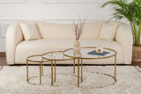 Salontafels - Moderne Ronde Salontafel Set van 3 Uru Goud - Transparant Glas - 80/60/42 cm - Dimehouse