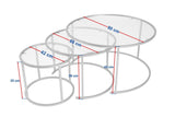 Salontafels - Moderne Ronde Salontafel Set van 3 Uru Goud - Transparant Glas - 80/60/42 cm - Dimehouse