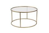 Salontafels - Moderne Ronde Salontafel Uru Goud - Glas - 80 cm - Dimehouse