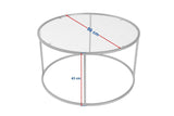 Salontafels - Moderne Ronde Salontafel Uru Zwart - Grijs Glas - 80 cm - Dimehouse