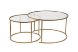 Salontafels - Moderne Ronde Salontafel Set van 2 Uru Goud - Transparant Glas - 80/60 cm - Dimehouse