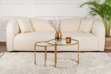 Salontafels - Moderne Ronde Salontafel Set van 2 Uru Goud - Transparant Glas - 60/42 cm - Dimehouse