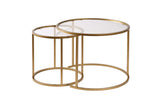 Salontafels - Moderne Ronde Salontafel Set van 2 Uru Goud - Transparant Glas - 60/42 cm - Dimehouse