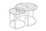 Salontafels - Moderne Ronde Salontafel Set van 2 Uru Zwart - Transparant Glas - 60/42 cm - Dimehouse
