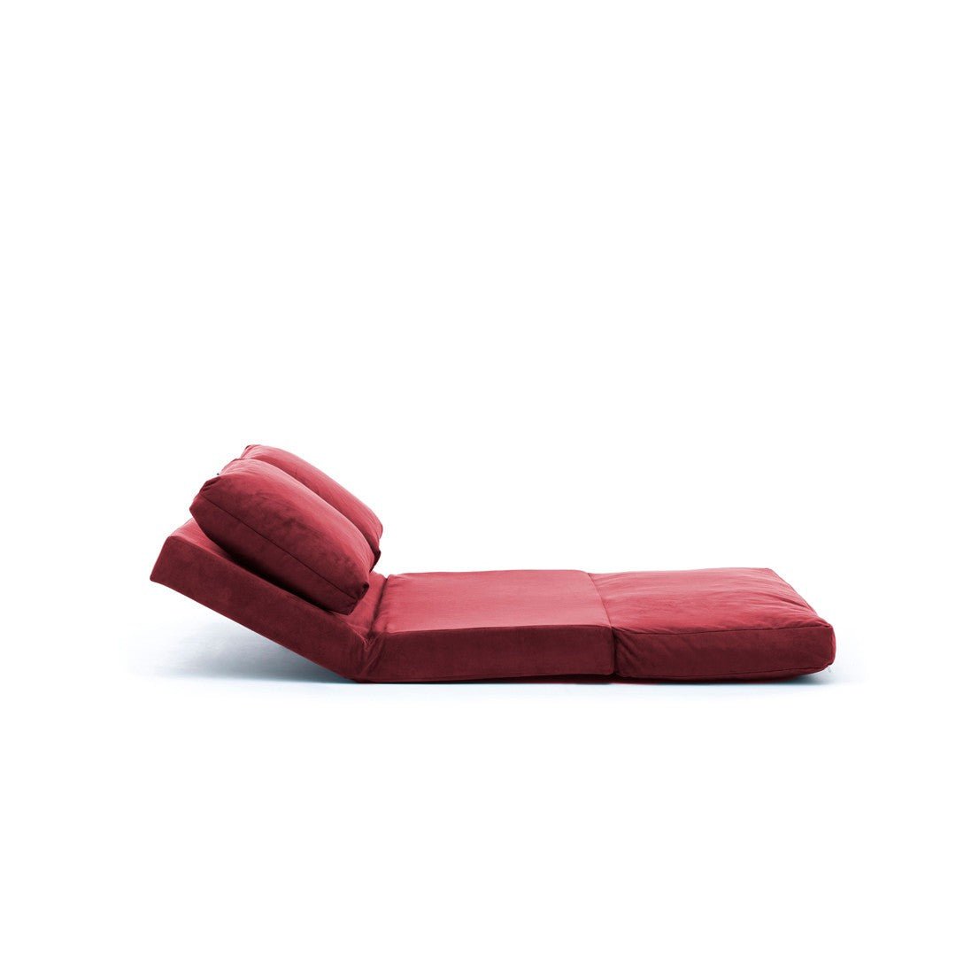Banken - Slaapbank Japandi rood stof 2 - zits - lage rug en verstelbaar - Taida - Dimehouse
