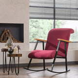 Fauteuils - Retro schommelstoel bordeaux rood velvet met beukenhout armleuning Yoka - Dimehouse