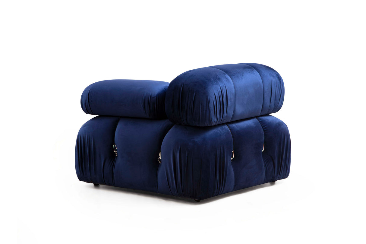 Banken - Modulaire XXL hoekbank Bubble met hocker - velvet blauw - Dimehouse