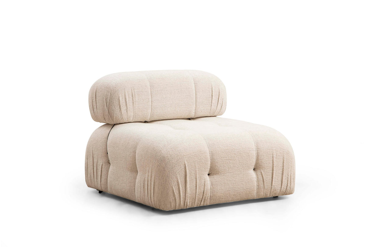 Banken - Modulaire XXL hoekbank Bubble met hocker - crème - Dimehouse